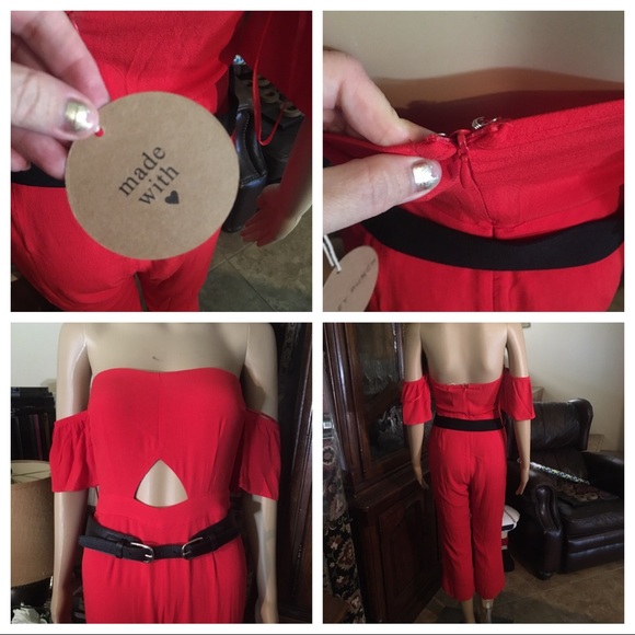 ❤️BNWT Honey Punch Red Jumpsuit - Picture 6 of 8